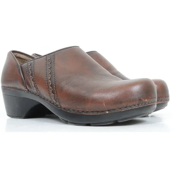 Dansko Shoes Dansko Womens Sienna Brown Leather Clogs